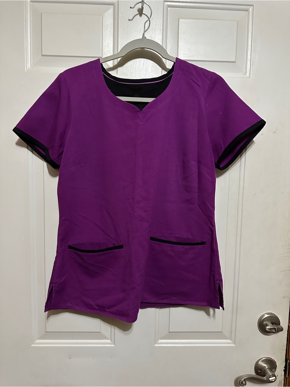 Purple Label by Healing Hands Women's Purple Medium Scrub Top & Bottoms - Picture 2 of 8